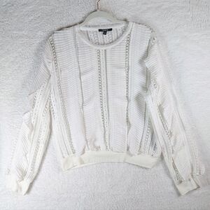 529-Guess White‎ Lace Striped Sweater